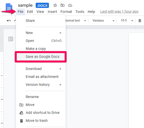 How to convert word to google doc